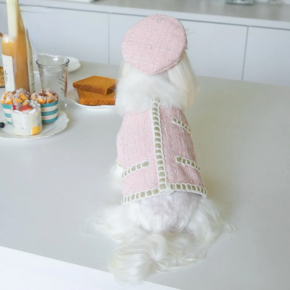 Autumn Winter Pet Woolen Clothes Cute Blouse Set Plush Coat Cat Dog Teddy Yorkshire Maltese with Hat Dog Costume Puppy Clothes