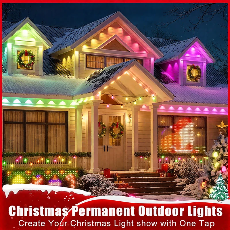60 متر الذكية RGB Eave أضواء التطبيق والعن بعد IP67 الدائم في الهواء الطلق LED سلسلة أضواء المنزل السنة الجديدة عيد الميلاد عيد ميلاد لتقوم بها بنفسك الإضاءة #1