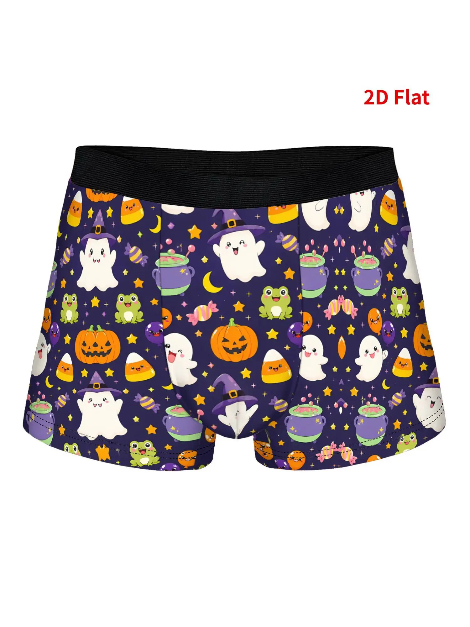 Happy Halloween Cute Ghosts Candy Pumpkins Men's Novelty Underwear Funny Boxer Shorts Suitable for Daily Wear & Gifts