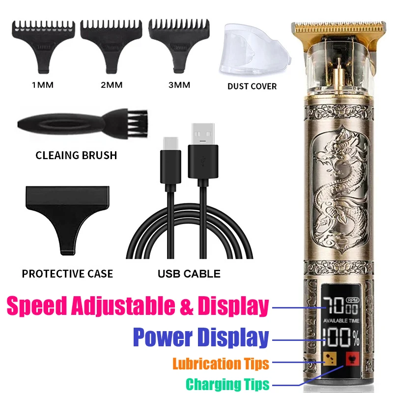 Vintage Tondeuse USB Opladen Haar Snijmachine Elektrische Tondeuse Draagbare Scheerapparaat Professionele Kapper Vriendje Cadeau