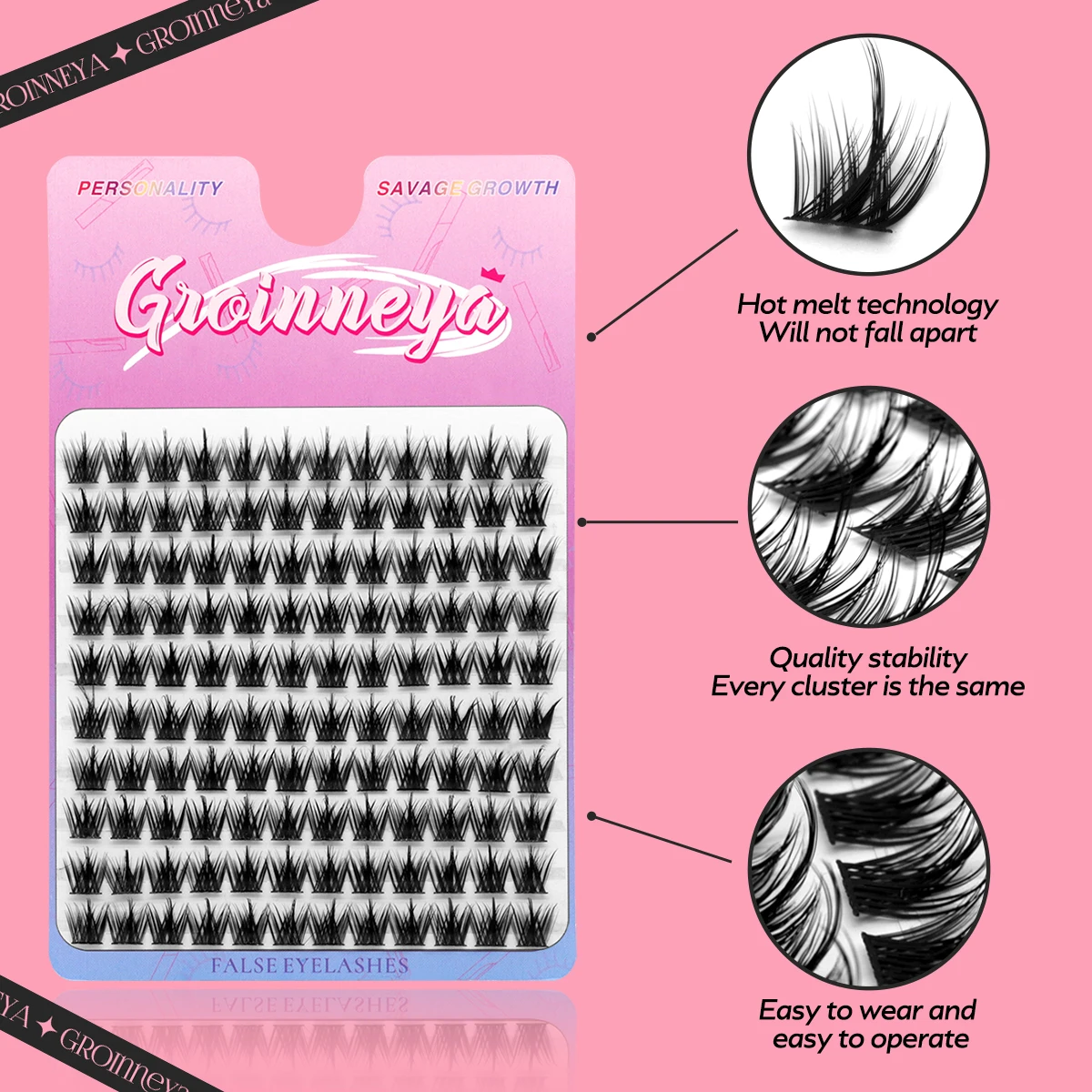 GROINNEYA lashes clusters False Eyelash Clusters Extensions Individual Lashes Cluster Natural DIY Eyelashes Extensions Makeup