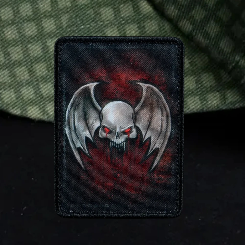 Lord of The Night Warhammer 40K Tactical Printed Patches Bat Skull Morale Badge Armband Hook and Loop Military Backpack Stickers