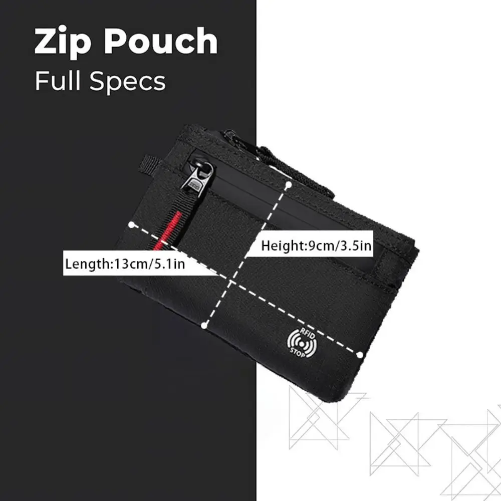 Malha multifuncional carteira masculina anti-roubo zíper rfid titular do cartão de crédito mosquetão chaveiro bolsa de moedas de náilon acessórios de viagem