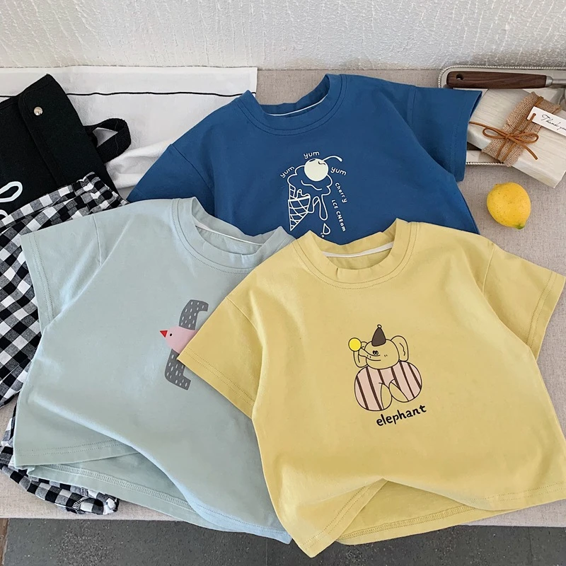 

Children's Clothes Summer New Style T-shirt Baby Girl Boy Short Sleeve Tops Kids Printed Tees O-neck Loose Fashion T Shirts