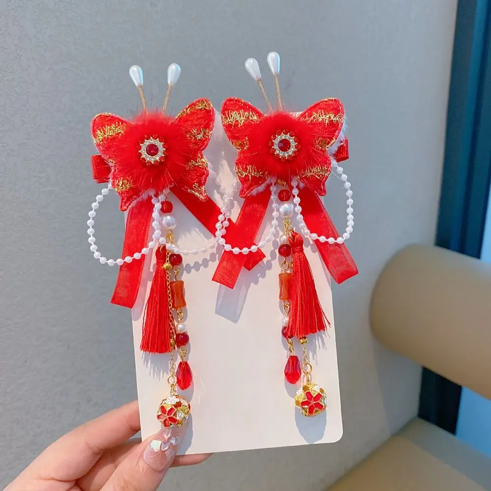 Chinese Style Children's New Year Hairpin Hanfu Headwear Tang Suit New Year Barrettes Tassel Cute Ancient Style Hair Clip Winter