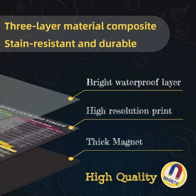 New Air Fryer Cookbook Magnetic Cheat Sheet  Food Pro Recipes Cooking Schedule Quick Reference Guide Kitchen Accessories