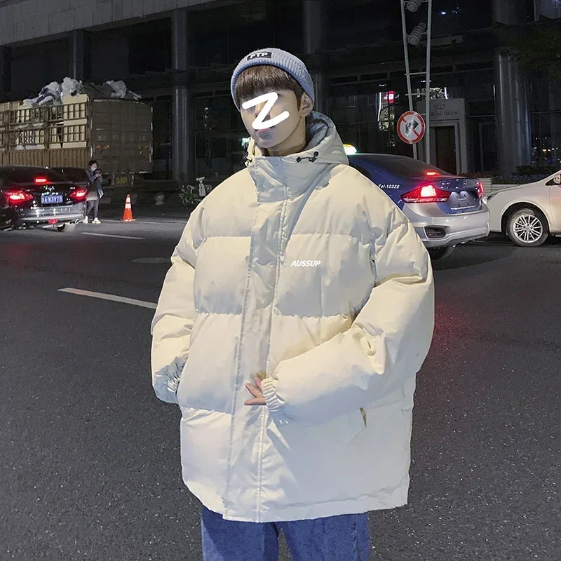 Chaqueta de algodón para hombre, Parkas cálidas con sombrero, abrigo de gran tamaño, ropa de invierno