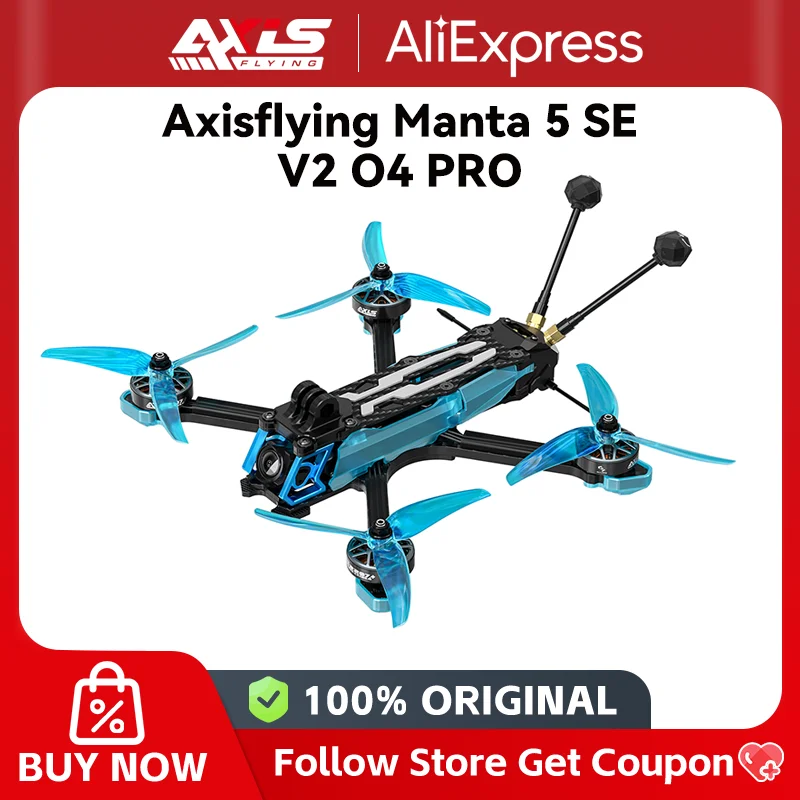 Axisflying Manta 5 SE V2 O4 Pro queshed X H743 FC 5 Inch Drone Freestyle for AE2207V2 1960KV 6S Motor RC FPV Quadcopter - image 1 of 6