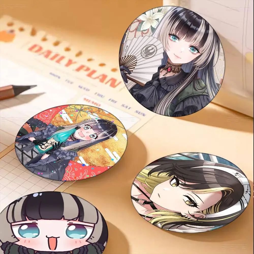 Vtuber J Kufuutei Raden أنيمي شارات أنيمي شارة ليزر مستديرة الكرتون بروش الملابس ظهره اكسسوارات التلبيب