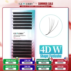 GEMERRY Cilios W 4D W-shaped Eyelash Extension Automatic Flowering W Lashes LU/L/C/D Curl High Quality Individual Fake Eyelashes