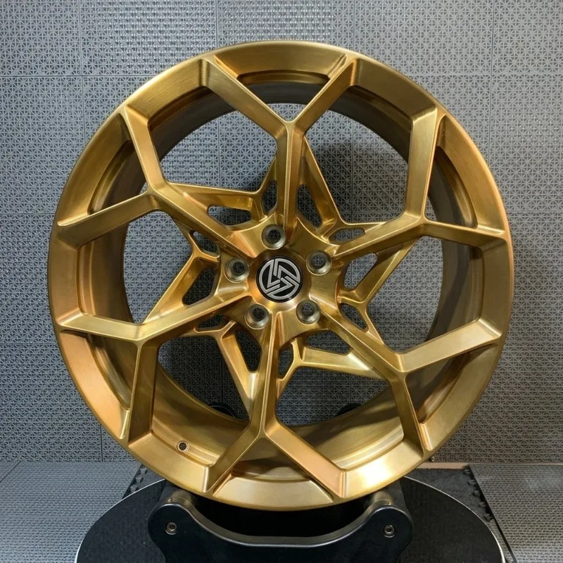 【2026】XINLAI Custom 1-Piece Forged Wheels 19 20 21 Inch Brushed Bronze Geometric Cut 5 Spoke Rims 5x112 5x120 For Audi BMW