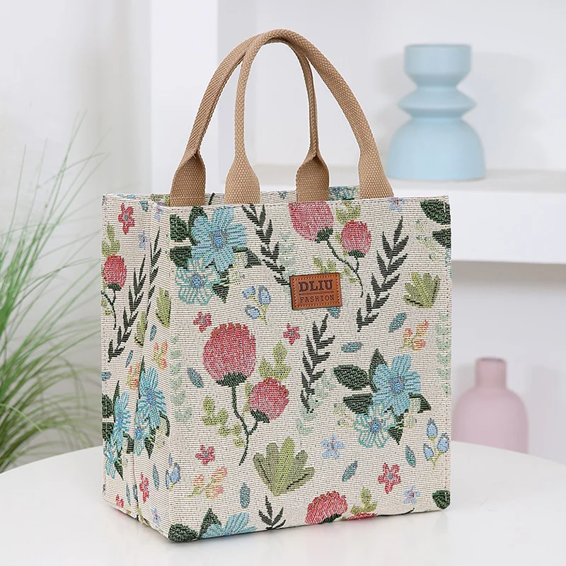 New style knitted thickened fabric handbag, work portable daily clutter storage bag, mother shopping bag, bento bag