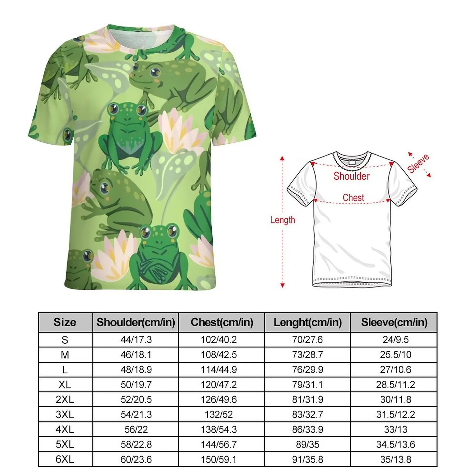 Cute Frog Lotus T-Shirt Pink Flowers Harajuku T Shirts Short Sleeve Pattern Tshirt Hot Original Streetwear Oversized Top Tees