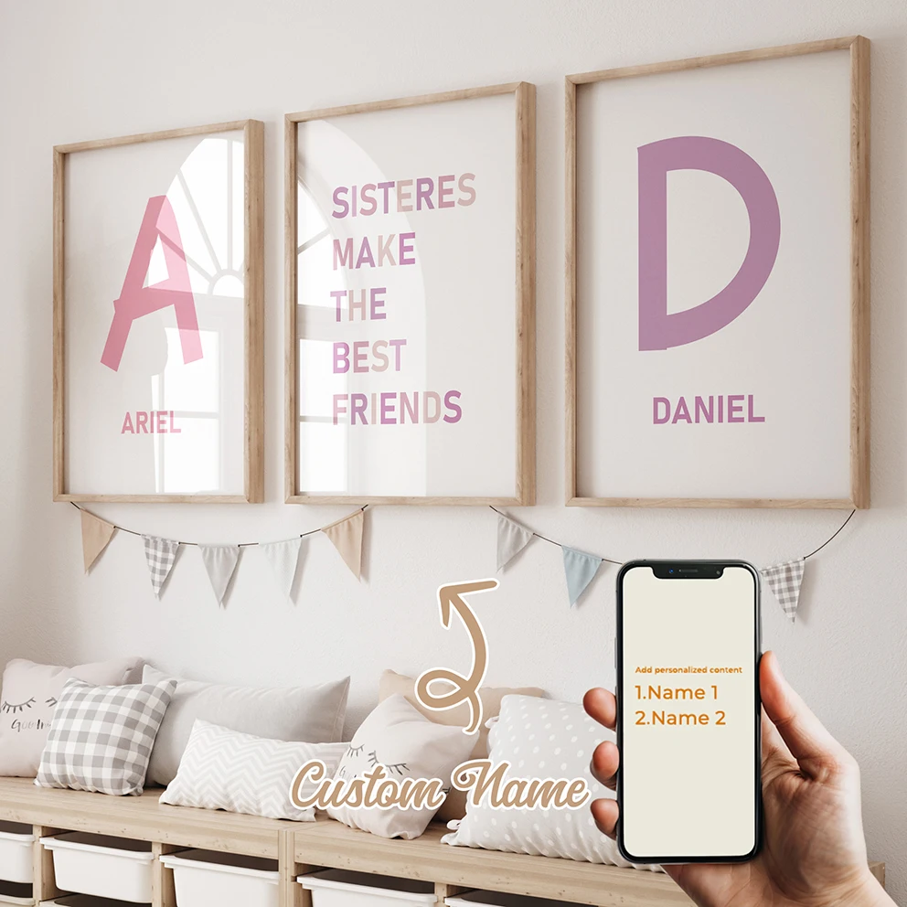 

Sisters Make The Best Friends Personalized Custom Wall Art Prints Canvas Painting Poster Picture For Living Room Home Decor