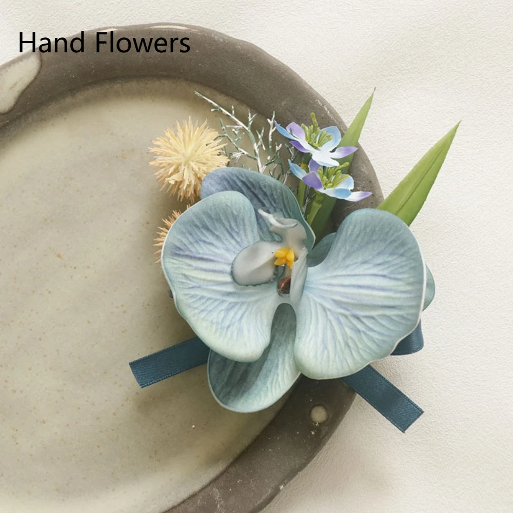 Butterfly Orchid Bridegroom-bride Corsage Fashionable Delicate Pearl Wrist Flower Wedding Accessories Artificial Flower