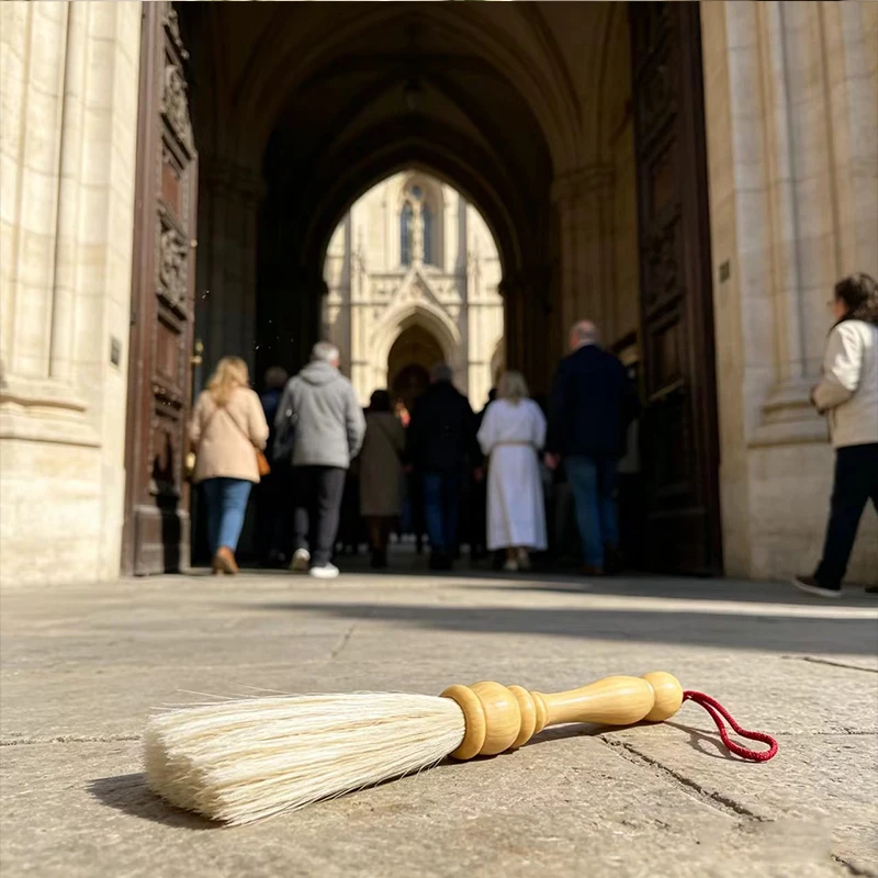 Neuer Holzgriff-Weihwassersprüher mit Bürste für katholische und orthodoxe Kirchen, Segnungsrituale und religiöse Liturgie – Detail 4