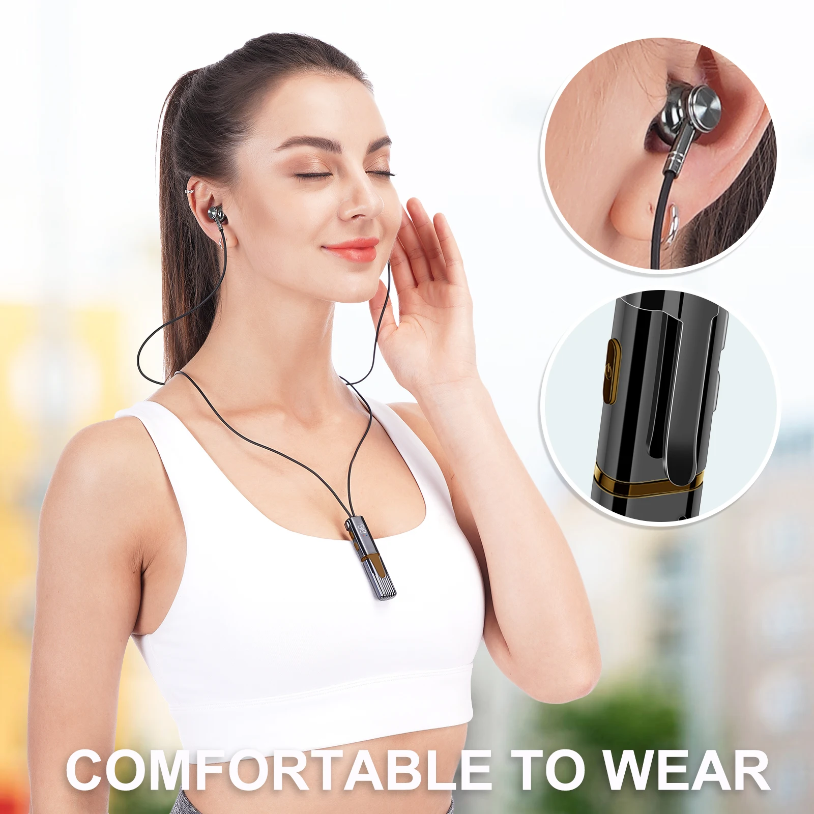 Sports Bluetooth Headset Wireless Neckband Earphones Hanging Neck Stereo Charging Headphones Waterproof Earbud with Microphone