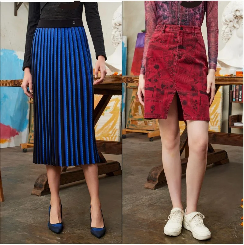 

Foreign trade original Spanish new product, fashionable print, denim, half length, half skirt