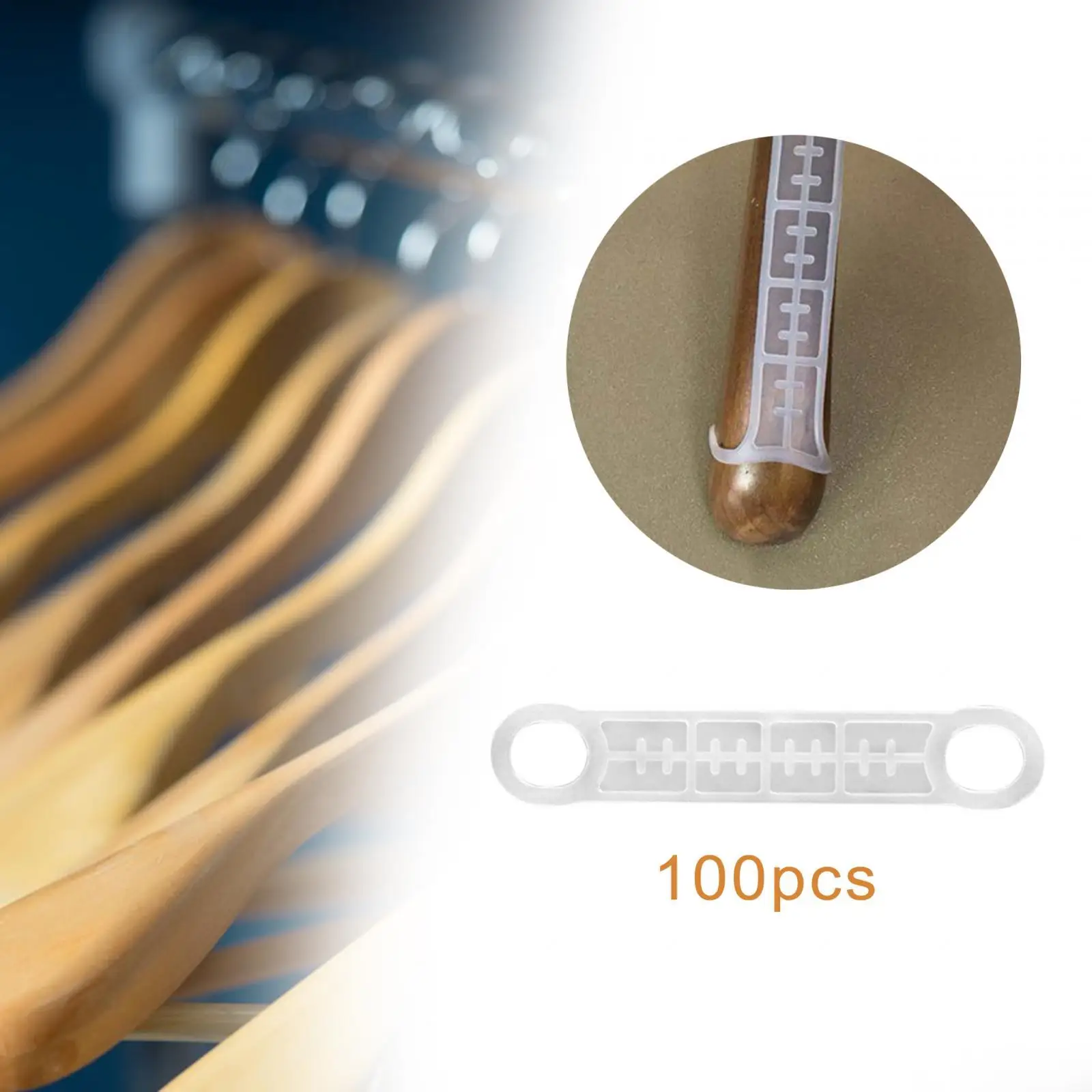 

100x Clothes Hanger Grips Shoulder Strips Non Slip Transparent Silicone Grip Clothing Hanger Strips for Hotel Apartment Home