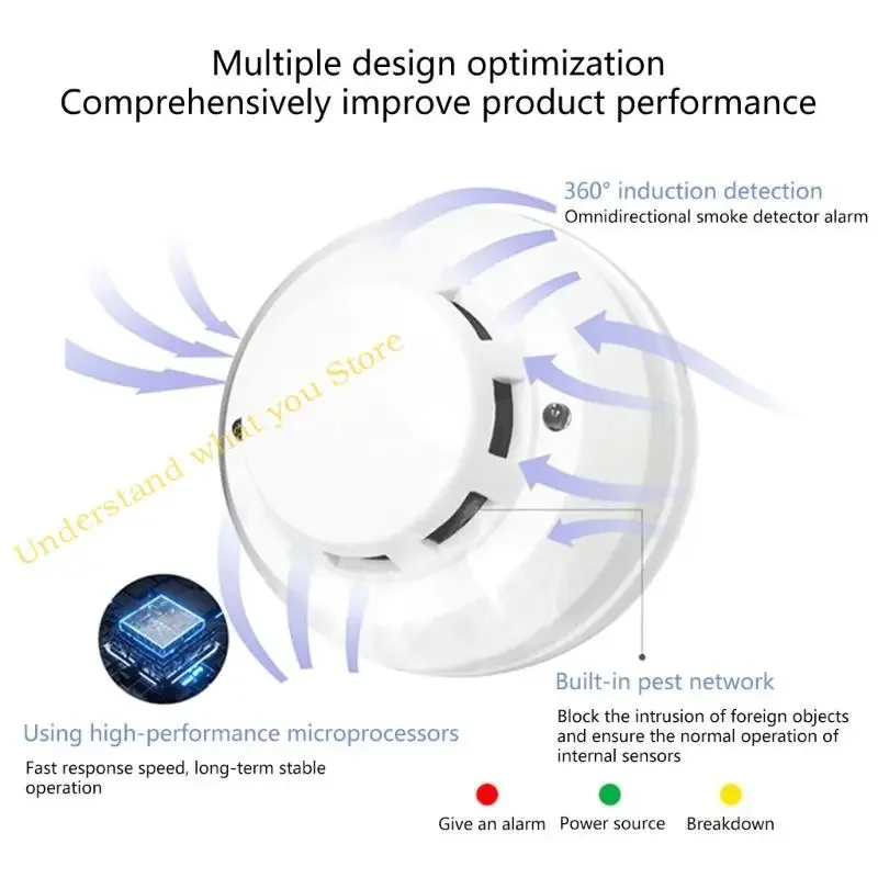 Rilevatore fumo J60A batteria allarmante con LED