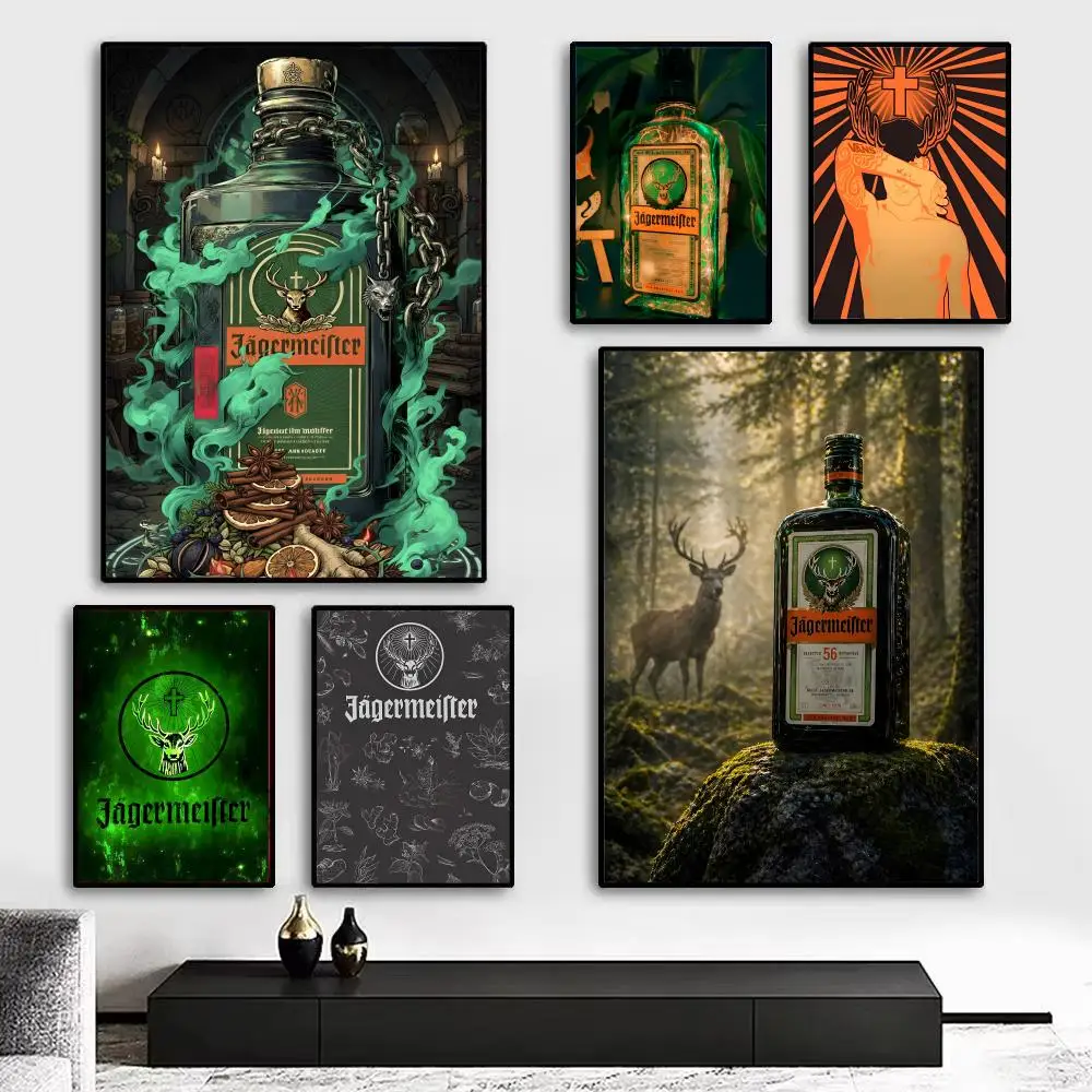 Drink J-Jägermeister Poster Kunstdruck Wanddekoration, ideal für Wohnzimmer, Schlafzimmer, Bar, Salon und als Geschenk für Zuhause