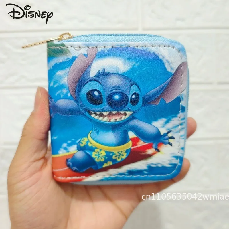 Stitch New Short Coin Purse Fashionable and High-quality PU Multifunctional Card Bag Cartoon Versatile Women's Mini Wallet