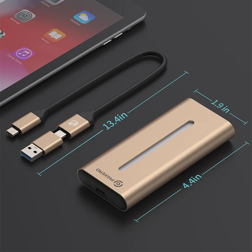 PHIXERO casing logam M2 Nvme, kotak penyimpanan penutup Hard Drive HD eksternal tipe-c USB 3.1 untuk Macbook PC Laptop Notebook