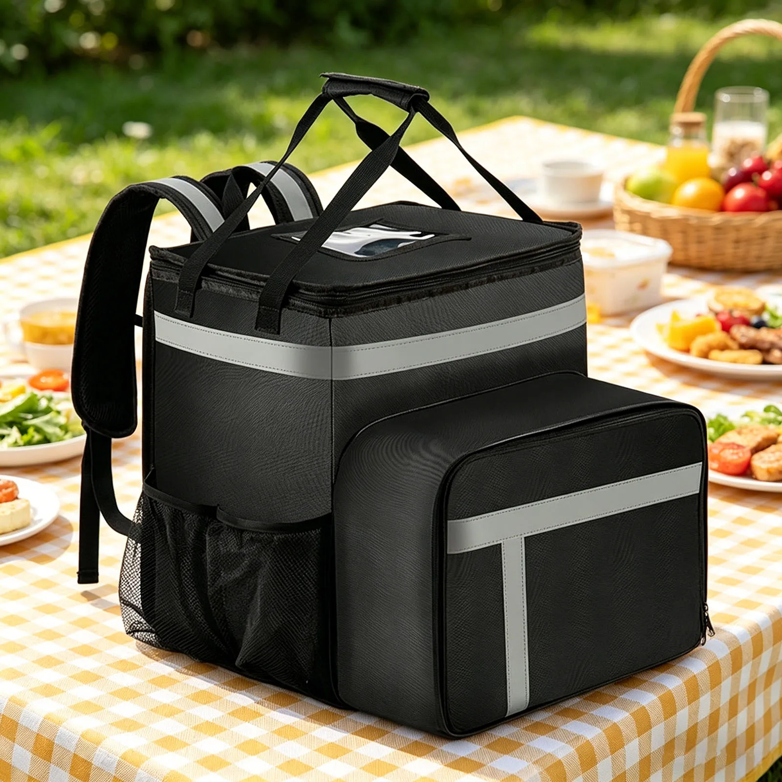 Expandable Cooler Bags Waterproof Foldable Catering Bag Large Capacity Commercial Pizza Delivery Bags for Doordash/Uber Eats