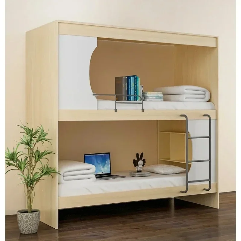 

High and low beds Upper and lower beds in staff dormitory Bunk beds Adult space capsule Wrought iron bed Small apartment bed