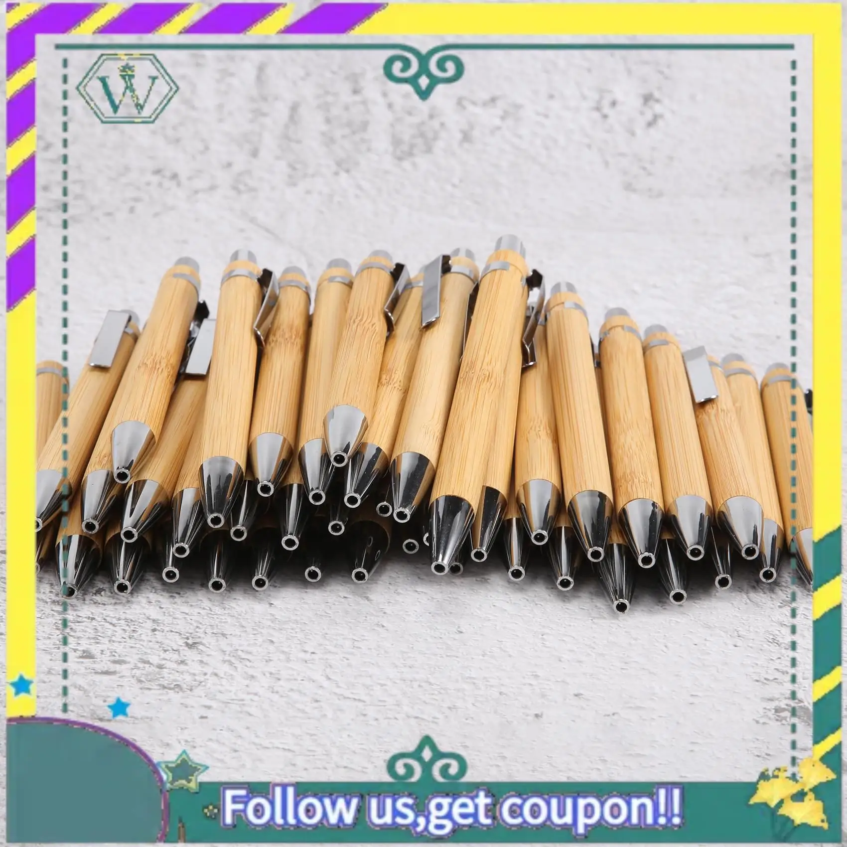 새로운 80 Pcs 볼펜 세트 대나무 및 나무 쓰기 도구, 40 Pcs 검정 잉크 및 40 Pcs 파란색 잉크