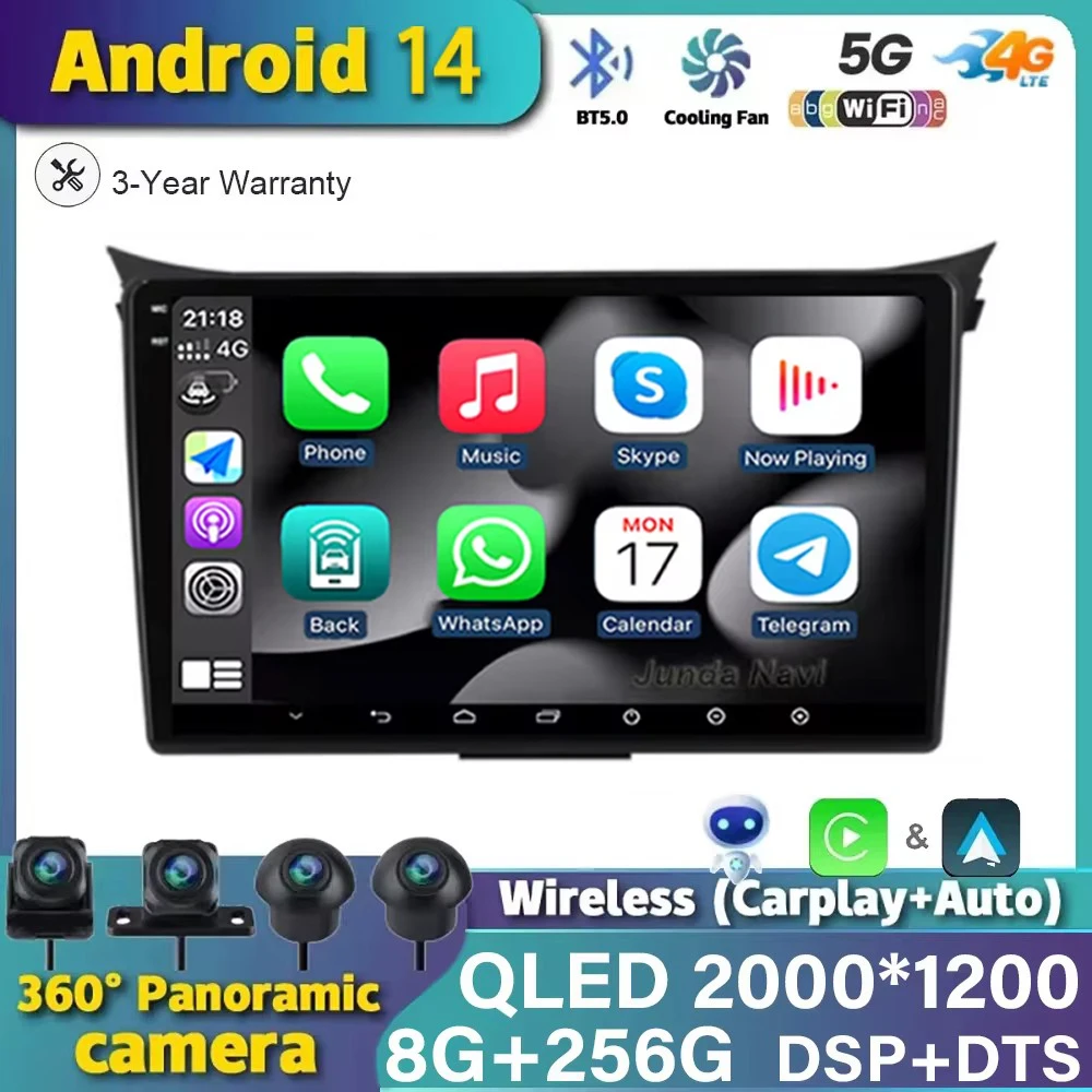 

9 дюймов Android 14 для Hyundai I30 Elantra GT 2012 2013 2014 2015 2016 мультимедийный автомобильный радиоприемник 4G авто Carplay GPS-навигатор плеер