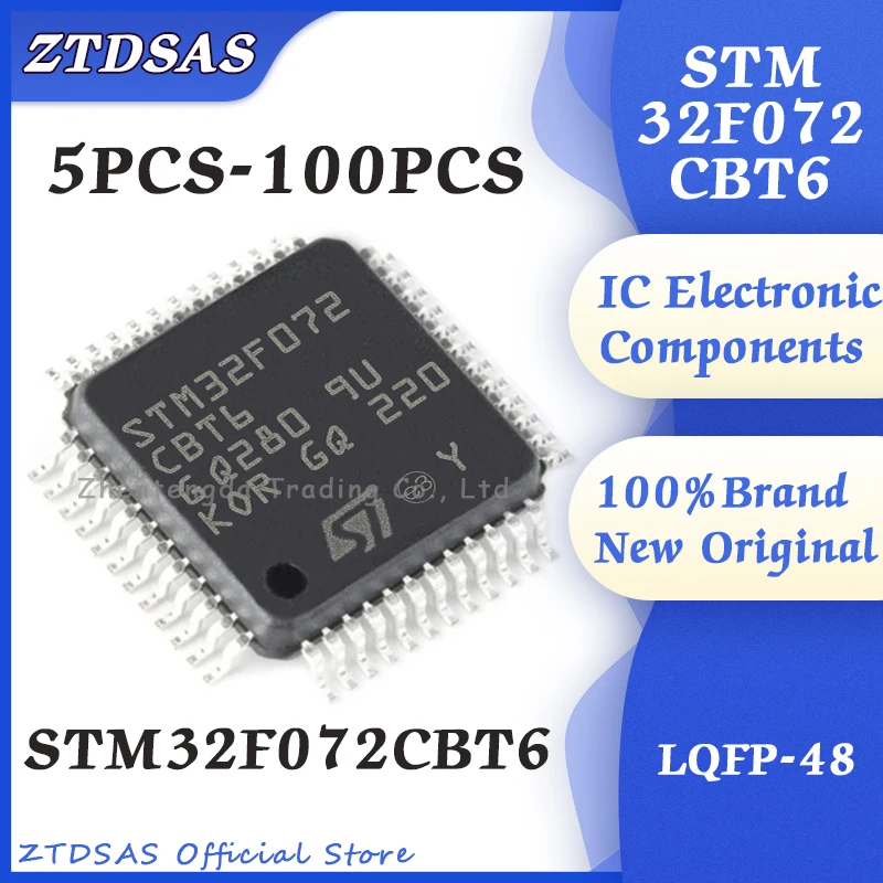 5-100PCS STM32F072CBT6 STM32F072C STM32F072 STM32F STM32 CBT6 STM IC MCU 32BIT 128KB FLASH 48LQFP