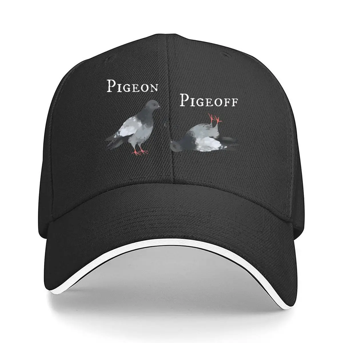 Gray Pigeon Bird Standing And Lying Illustration Hip Hop hat Fashion Outdoor Sports Sandwich Baseball Cap