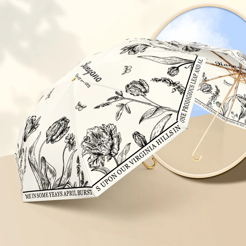 

Women's curved hook folding umbrella parasol sunshade dual-purpose umbrella for sunny and rainy days UV protection sun umbrella