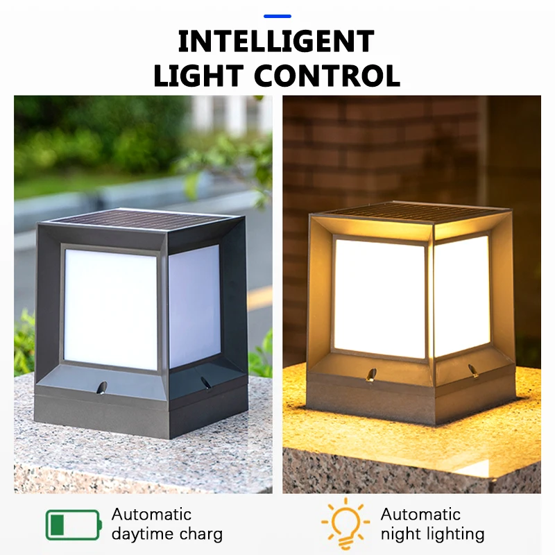 Outdoor Solar Post Lamp IP65 Waterproof 4‑Color Changing LED Pillar Light  Decor Lights for Garden Villa Fence Pathway Courtyard