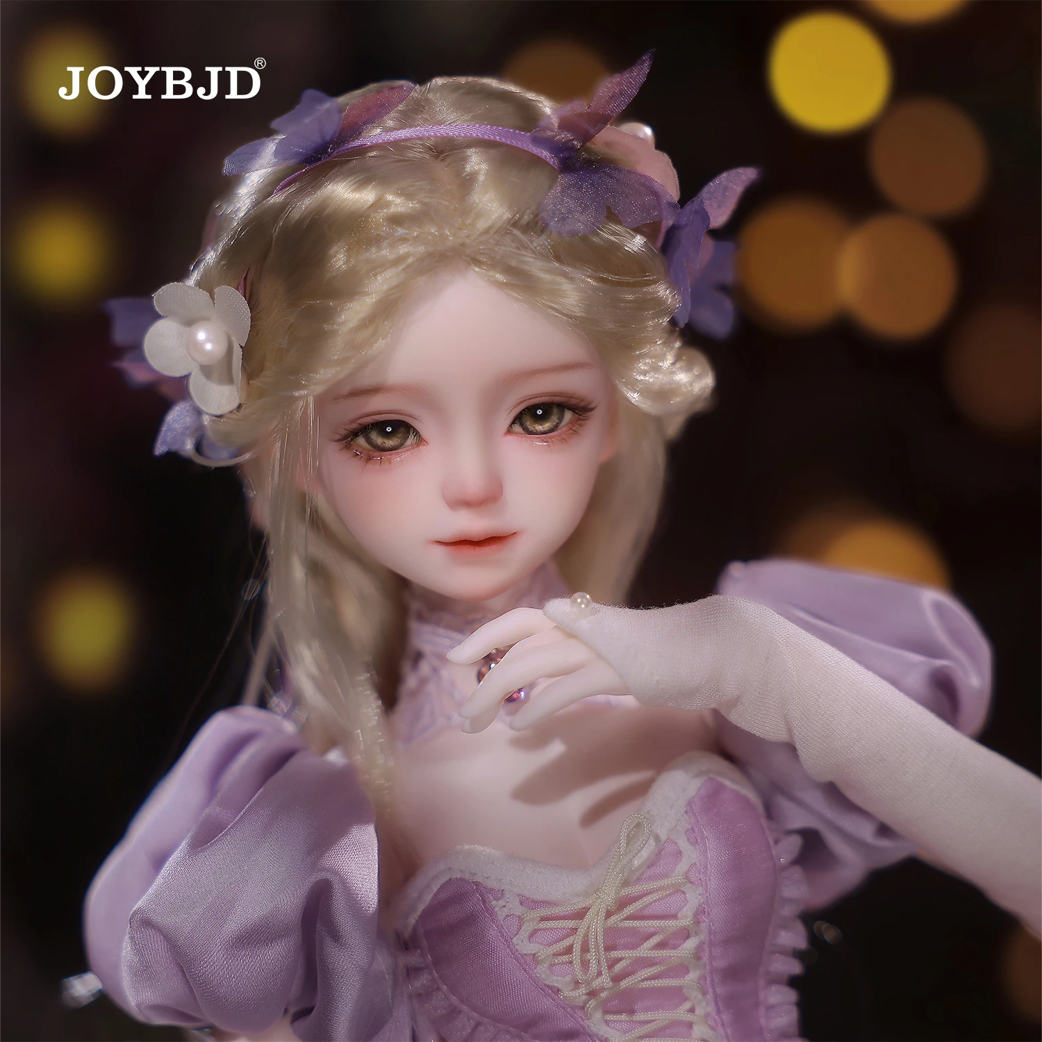 JOYBJD 에스메 풀세트 A 1/4 BJD 인형 (무시 바디 포함) - 수제 동화 공주 나비 정령 보라색 드레스 풀세트