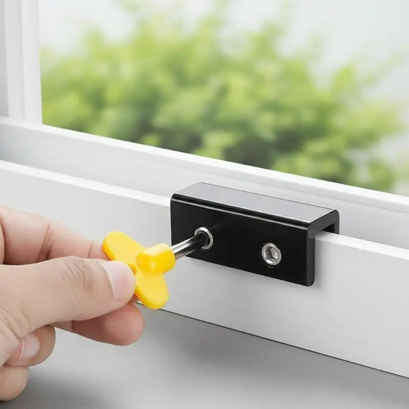 Sliding Window Track Lock No Drill Adjustable Limit Lock for Pet Safety Prevent Escape Window Security Accessory