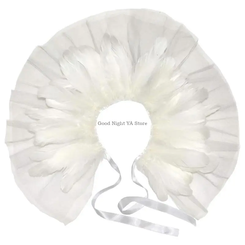 

Двухслойная сетка с перьями, шаль, воротник, викторианский готический костюм на Хэллоуин, шарф, галстук с бантом, накидка на