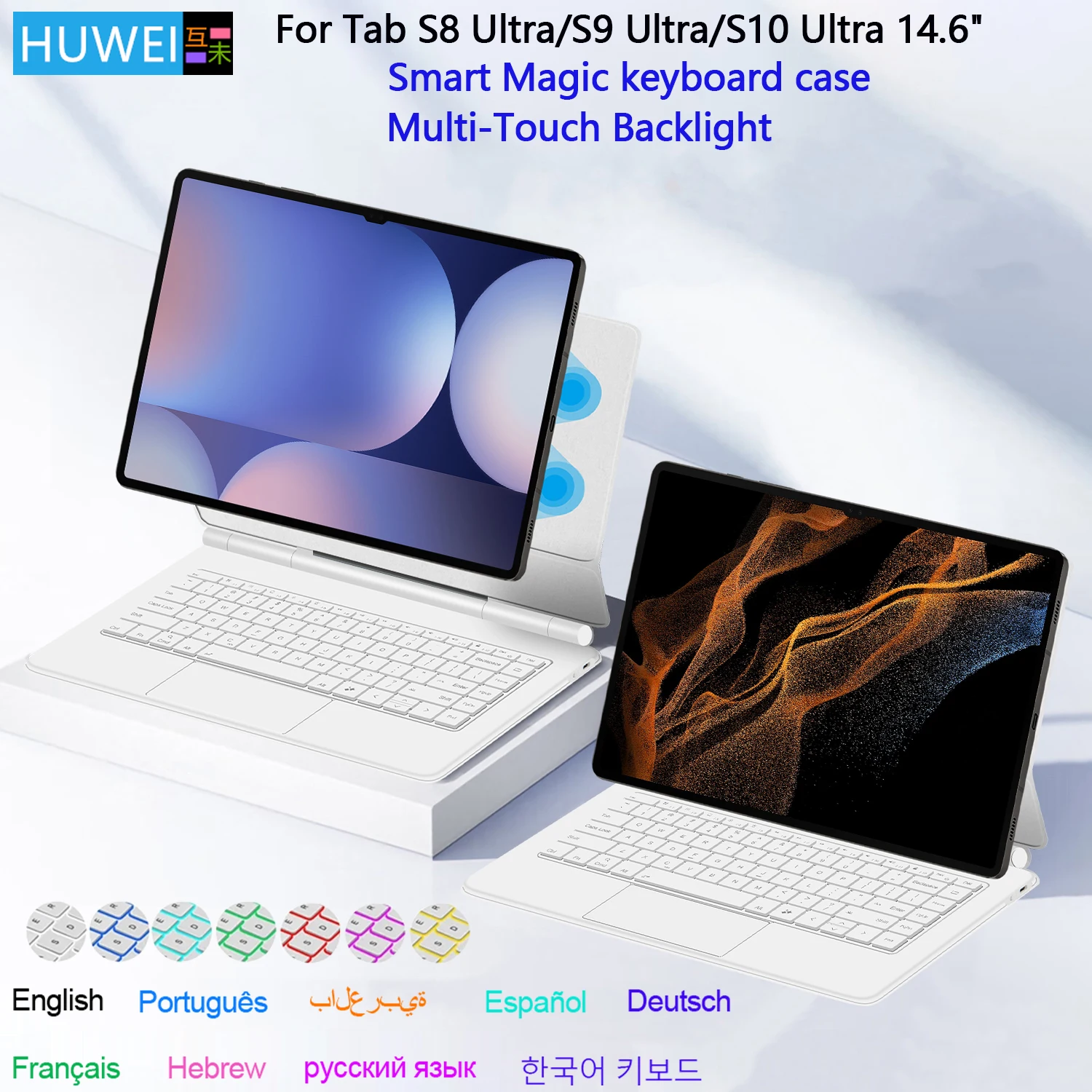 Tastiera magica per Samsung Galaxy Tab S10 Ultra S9 Ultra S8 Ultra 14.6 "Tablet Multi-touch Touchpad Tastiera retroilluminata Custodia Cover