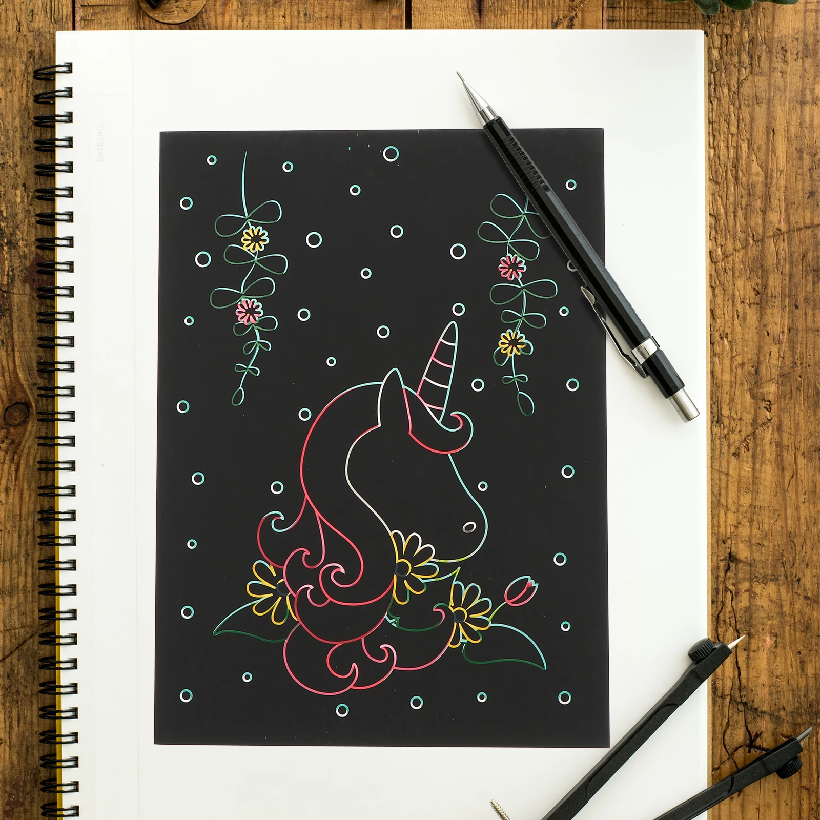 

Unicorn Scratch Painting Kids Drawing Kit Graffiti Paper Craft Activities Child