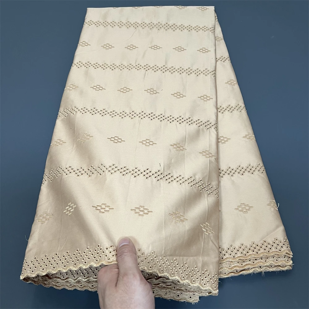 

2025 африканский нигерийский тюль, кружевная ткань для шитья платья, высокое качество, чистая вышивка, дамасский хлопок, свадебная вечеринка, 5 ярдов/1375