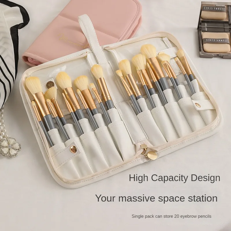 New PU Makeup Cosmetic Bag Travel Organizer Large Capacity Fashionable Makeup Brush Portable Waterproof Storage Bag Lipstick Bag