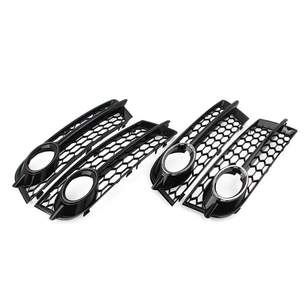 1 Paar Glossy Zwarte Auto Mistlamp Grille Voor Audi Tt 8j 2006-2014 Voorbumper Honingraat Mesh Lichtbedekking Exterieur Accessoires