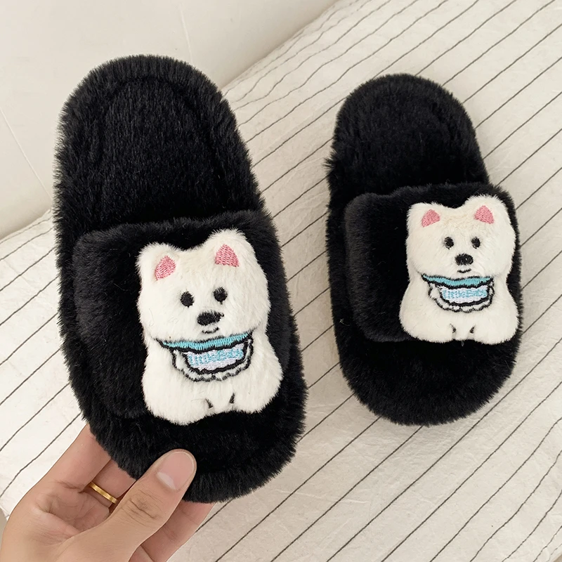 

Children Casual Cotton Slippers for Girls 2025 Winter New Fashion Korean Style Soft Bottom Anti-slippery Versatile Cute Dog Shoe