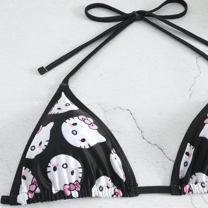 Sexy Bikini Y2k Sanrio Hello Kitty Kawaii Bikinis Set Cute Cartoon Anime Summer Beach Soft Side Strappy Panties Kawaii Swimsuit