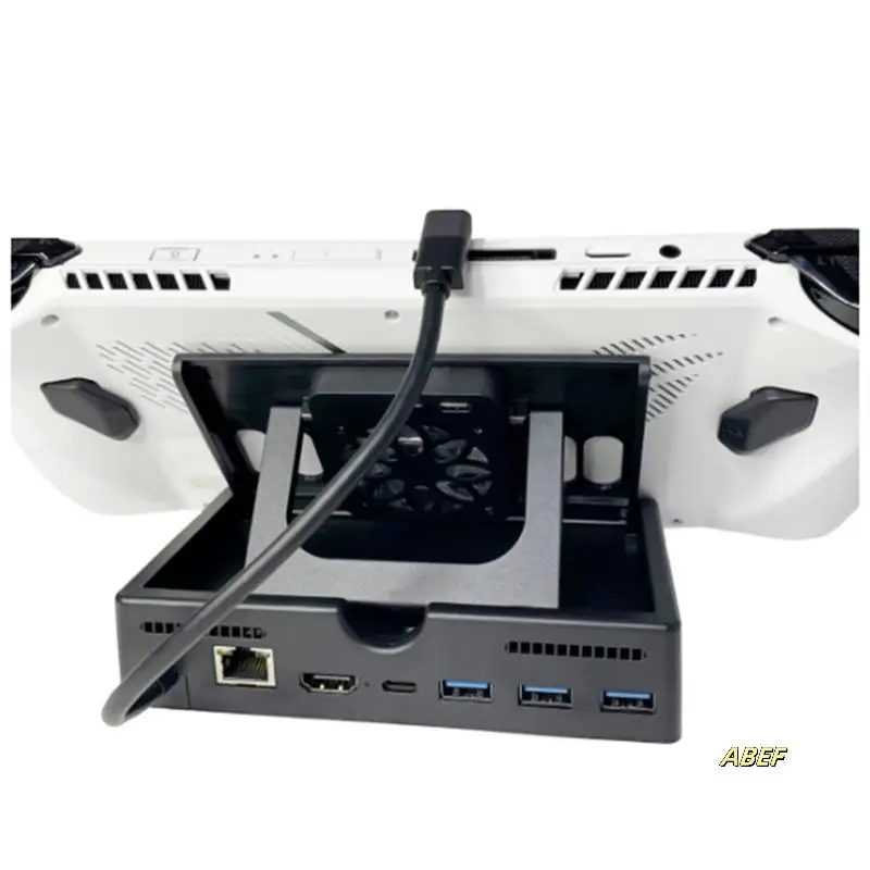 Rog Ally / Steam Deck용 6-in-1 도킹 스테이션 (기가비트 이더넷, 4K@60Hz, 60W PD 포트, 3개의 USB 3.0 포트, 쿨링 팬 포함)