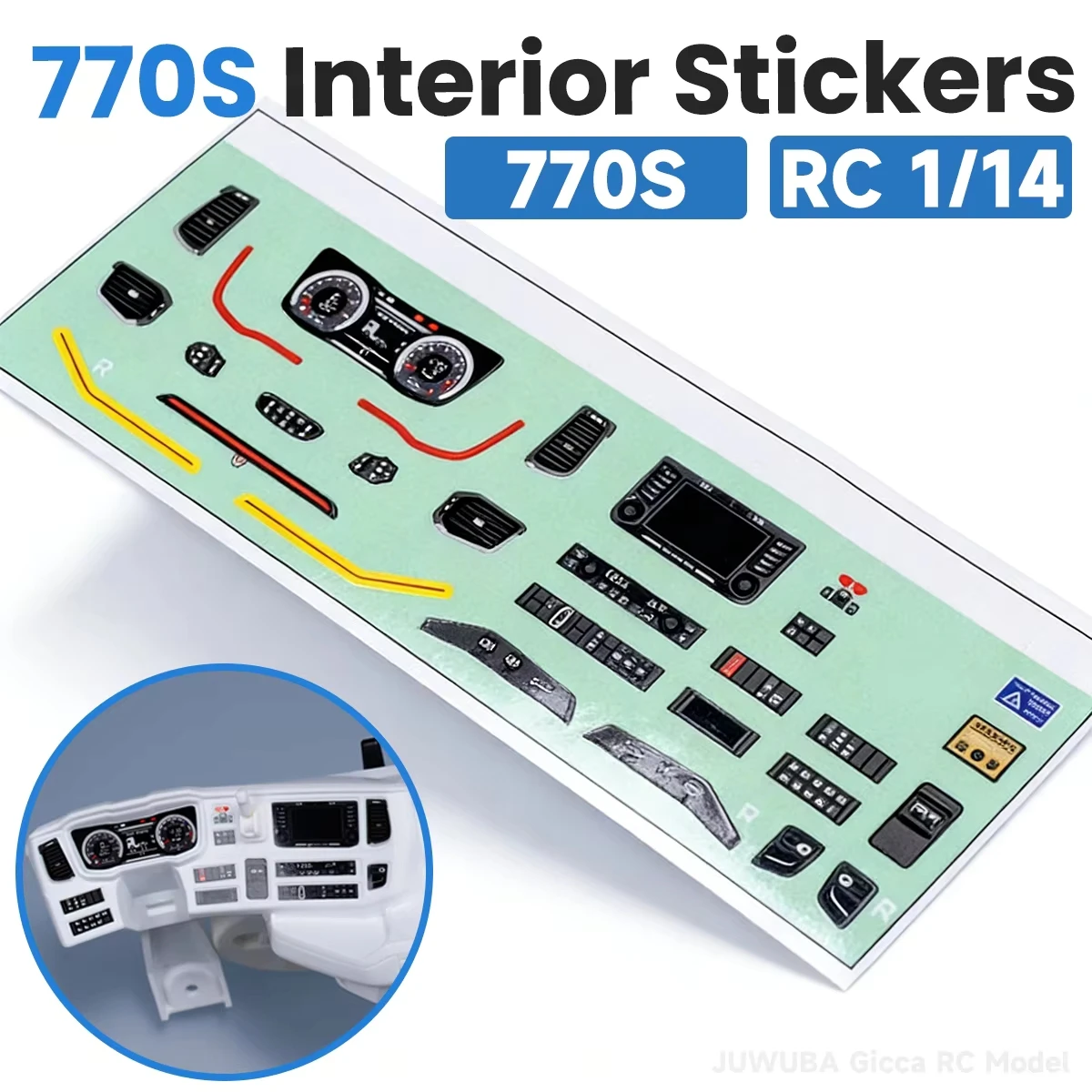Interior Sticker Waterproof Sticker Dashboard Decoration For 1/14 Tamiyaa RC Truck Tractor SCANIAA 770S 6X4 56368 8X4 56371 Part