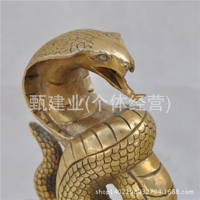 Pure copper fortune-bringing five-way god of with snake zodiac figurine for prosperity and wealth decoration