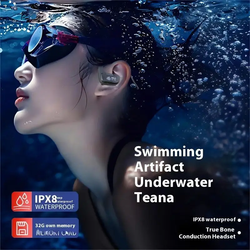 Suomeija 무선 블루투스 5.3 이어버드 IPX8 방수 수영/달리기/체육관용 충전 케이스가 포함된 12H 재생 시간 스포츠 이어폰