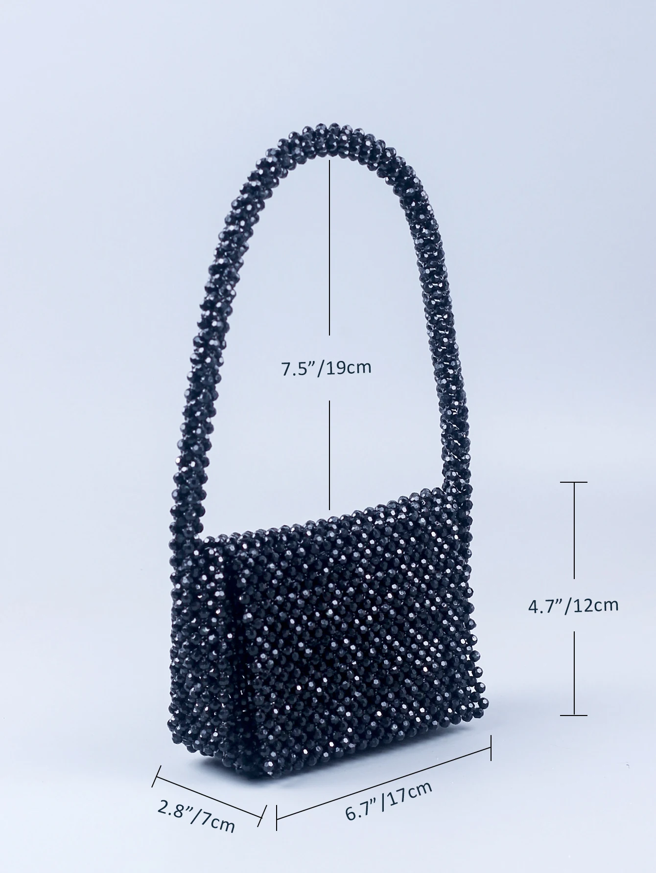 New Black Acrylic Corner Beads U-shaped Handle Women\'s Dinner Handwoven Fashion Shoulder Bag